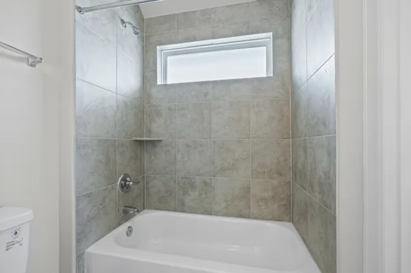 a bathroom with a bathtub