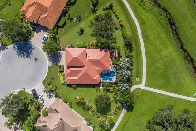 an aerial view of a house
