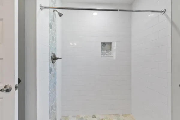 a bathroom with a shower
