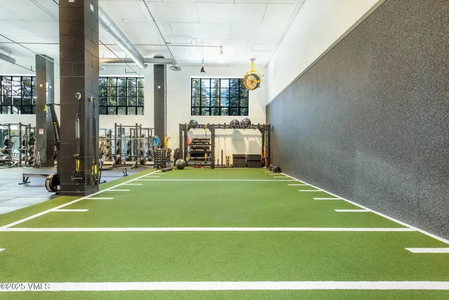 a view of a indoor basketball court