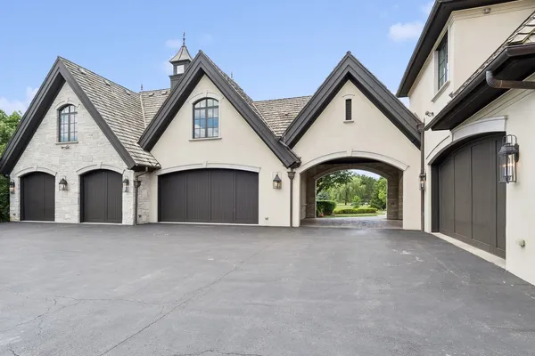 a view of a garden with a slide