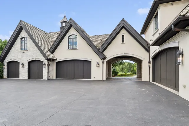 a view of a garden with a slide