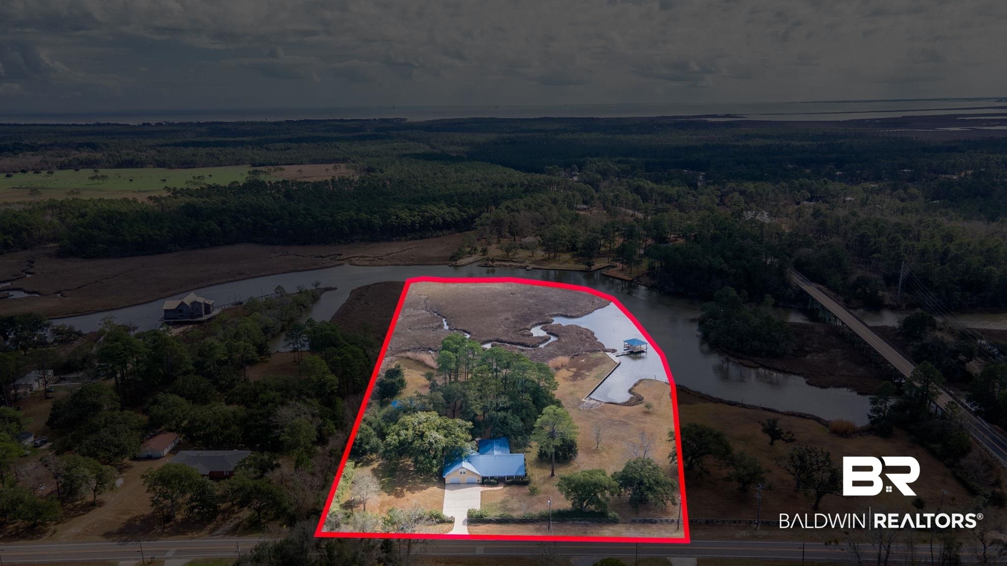 15025 Bellingrath Road Coden, AL 36523 - Photo 70 of 79 View of property location with a heavily wooded area and property boundaries highlighted