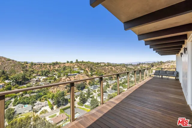 a view of city and wooden floor