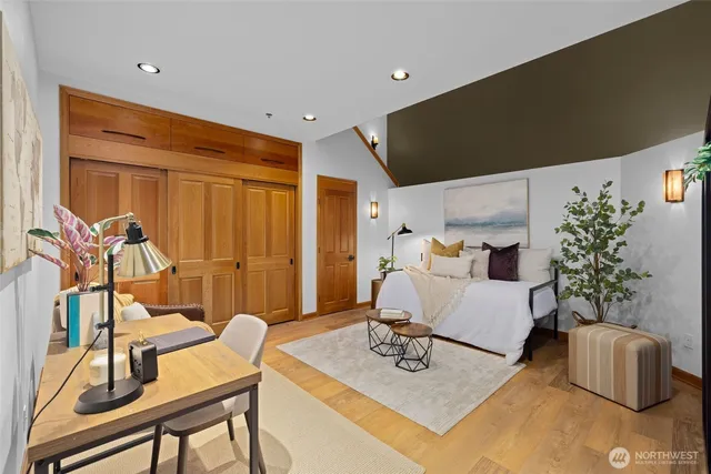 a living room with furniture flowerpot and flower pot