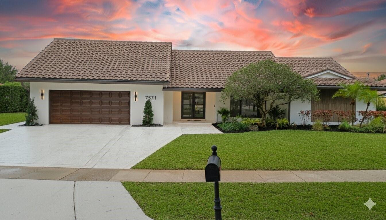 7571 Estrella Circle Boca Raton, FL 33433 - Photo 6 of 79 a front view of a house with a garden and yard