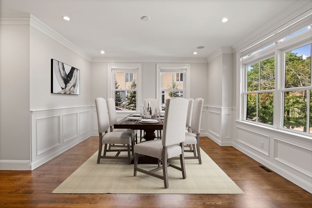 38 Wendell Road Newton, MA 02459 - Photo 17 of 42 a view of a dining room with furniture window and wooden floor