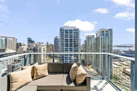 a view of city from balcony