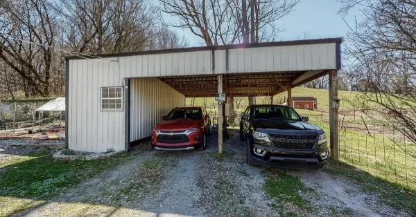 a view of back yard in front of house