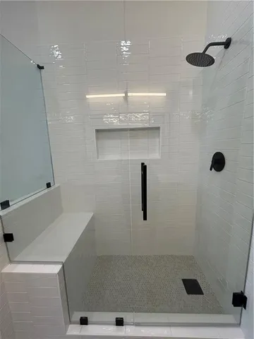 a view of a room with racks on the wall