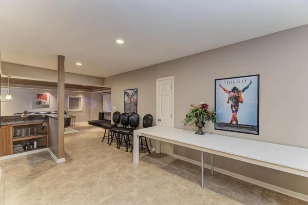 an aerial view of house with yard