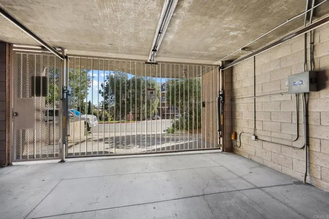 a view of an empty room with sliding door