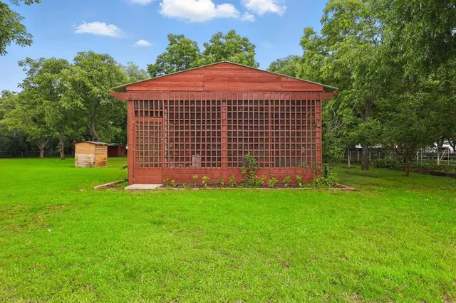 an aerial view of a house