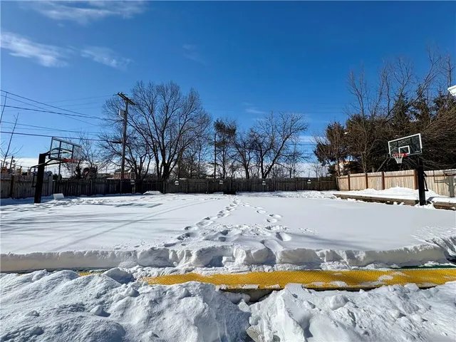a view of water covered with snow