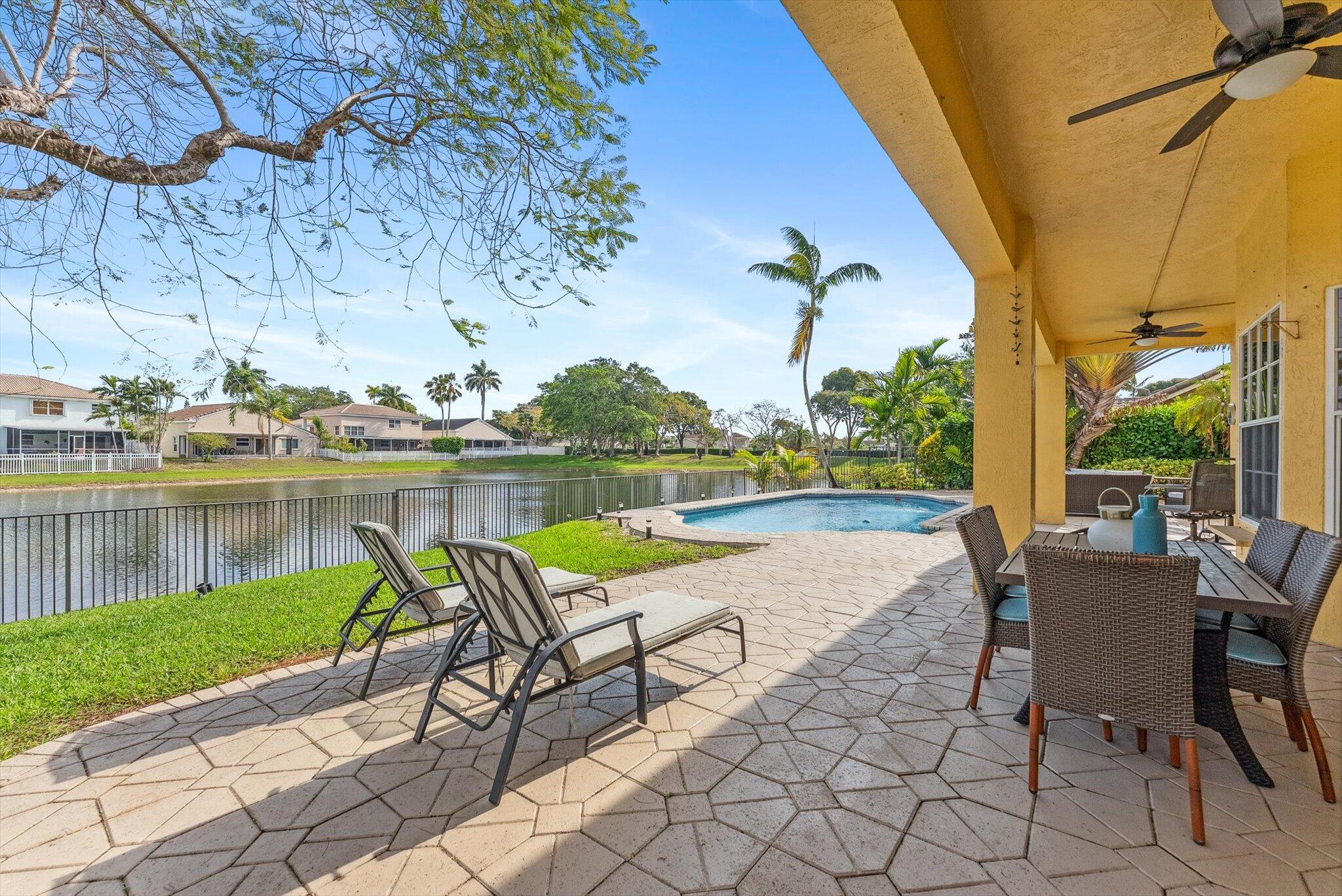 640 Culpepper Terrace Davie, FL 33325 - Photo 24 of 68 a view of swimming pool with outdoor seating and lake