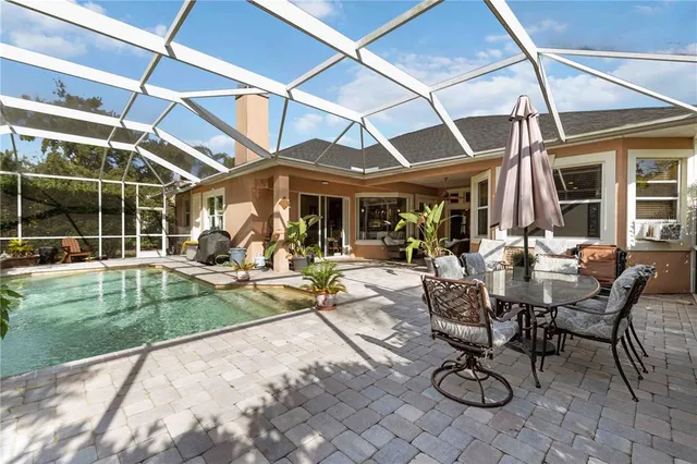 a view of a big yard with a palm trees