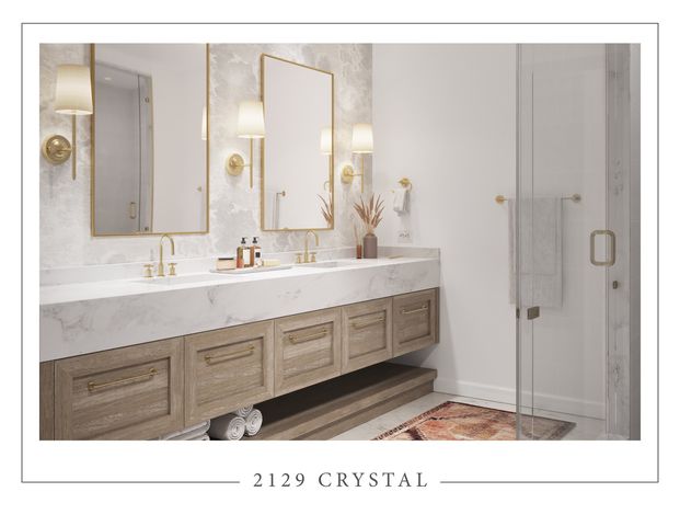 a bathroom with a sink a mirror and a shower