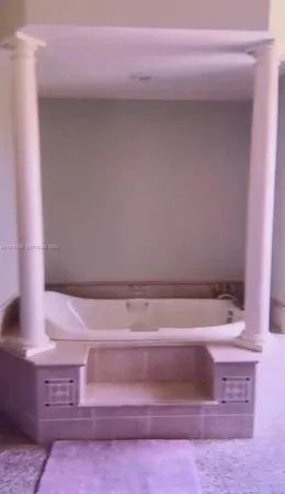a bathroom with a bathtub