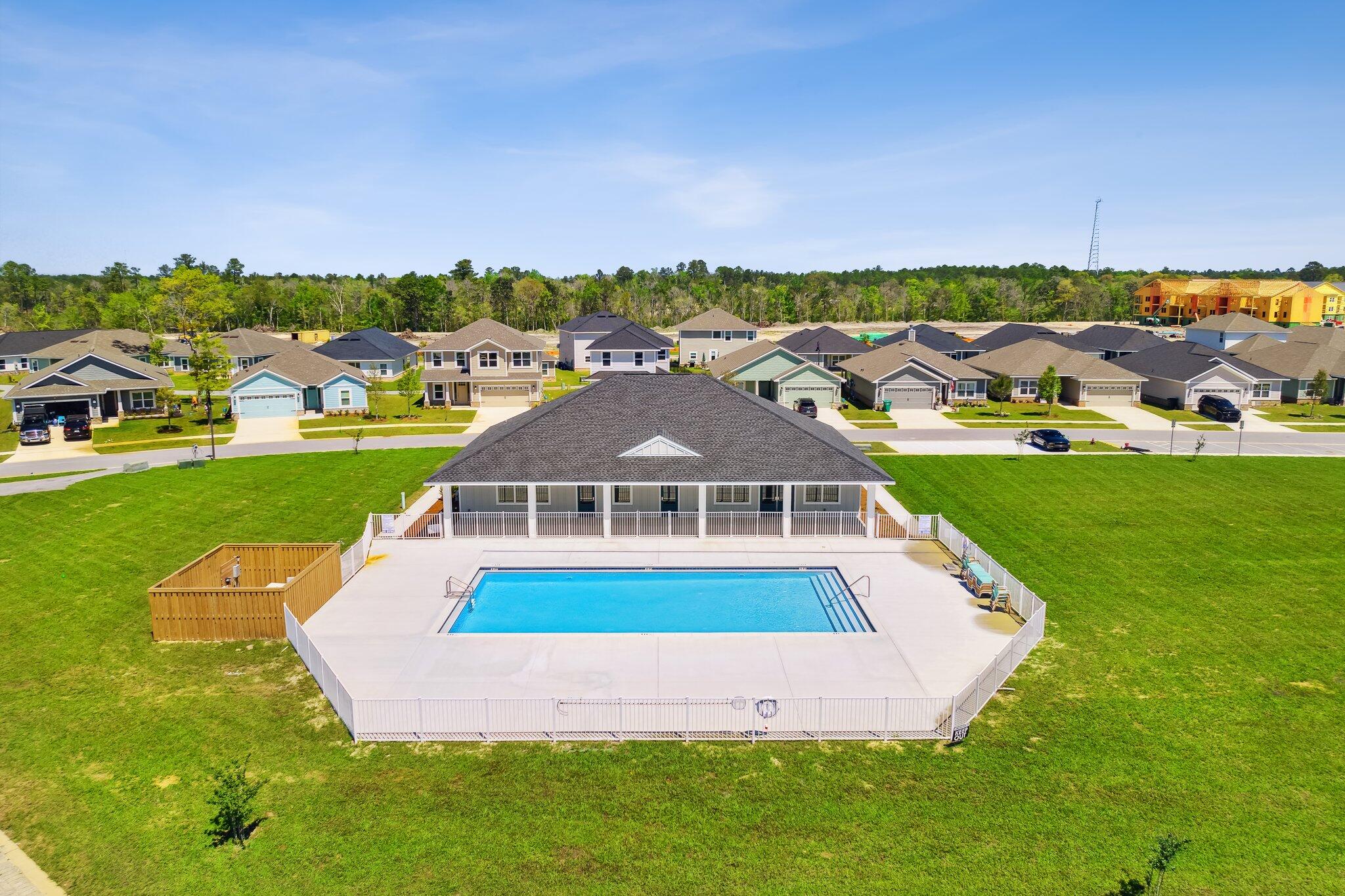 585 Riverwalk Circle Freeport, FL 32439 - Photo 35 of 36 an aerial view of residential houses with outdoor space and swimming pool