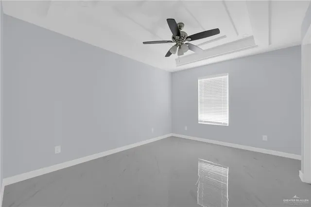 a view of a room with a window