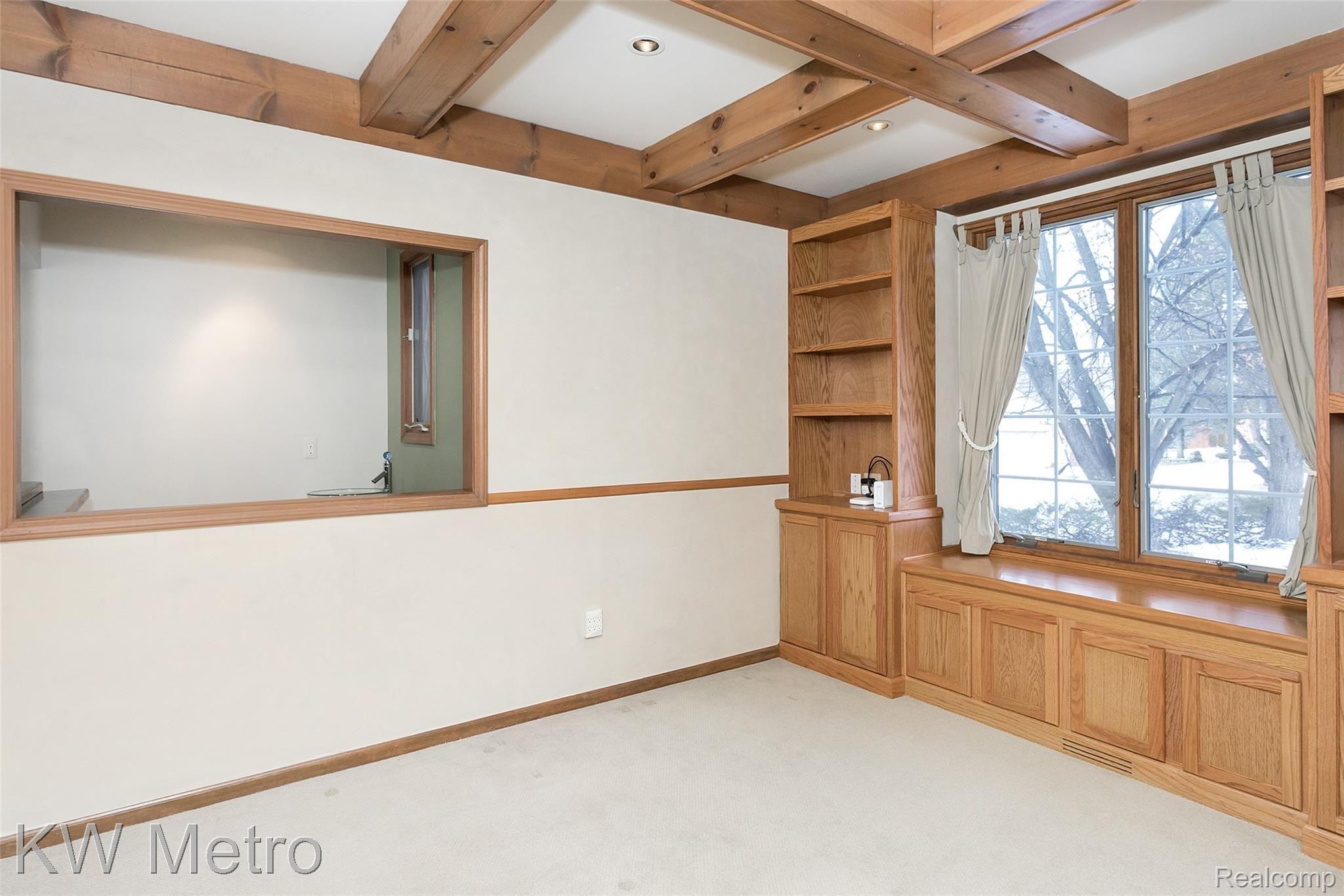 42309 Waterfall Road Northville, MI 48168 - Photo 17 of 58 Home Office w/Custom Bookshelves and Coffered Ceiling