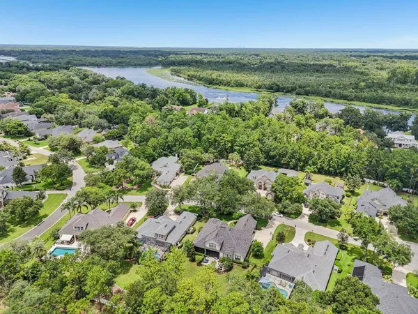 an aerial view of multiple house