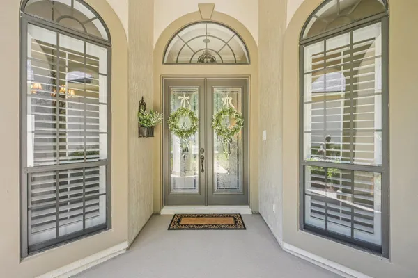 a view of front door with porch