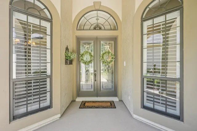 a view of front door with porch