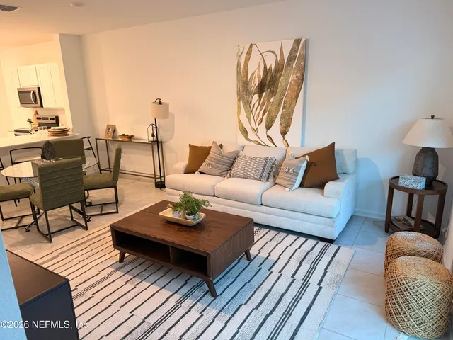 a living room with furniture