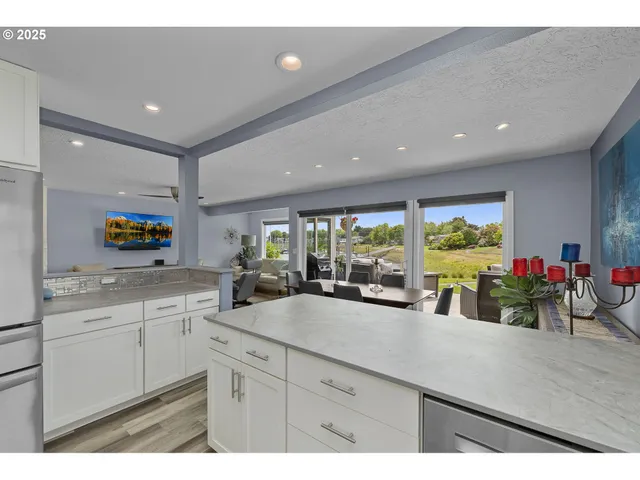 a kitchen with lots of counter top space