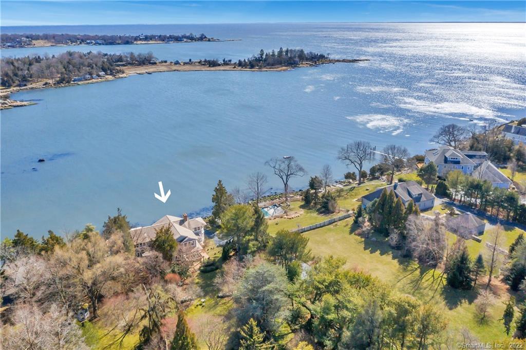 41 Shell Beach Road Guilford, CT 06437 - Photo 1 of 1 Direct waterfront property along the coastal shoreline town of Guilford, Connecticut, showing Long Island Sound to the right.