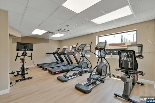 a view of a room with gym equipment