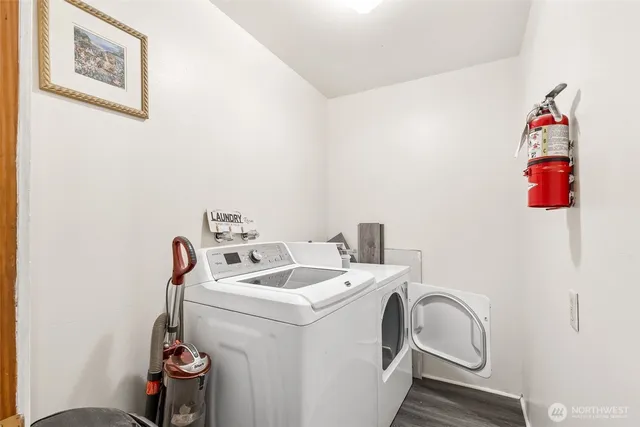 a utility room with dryer and washer