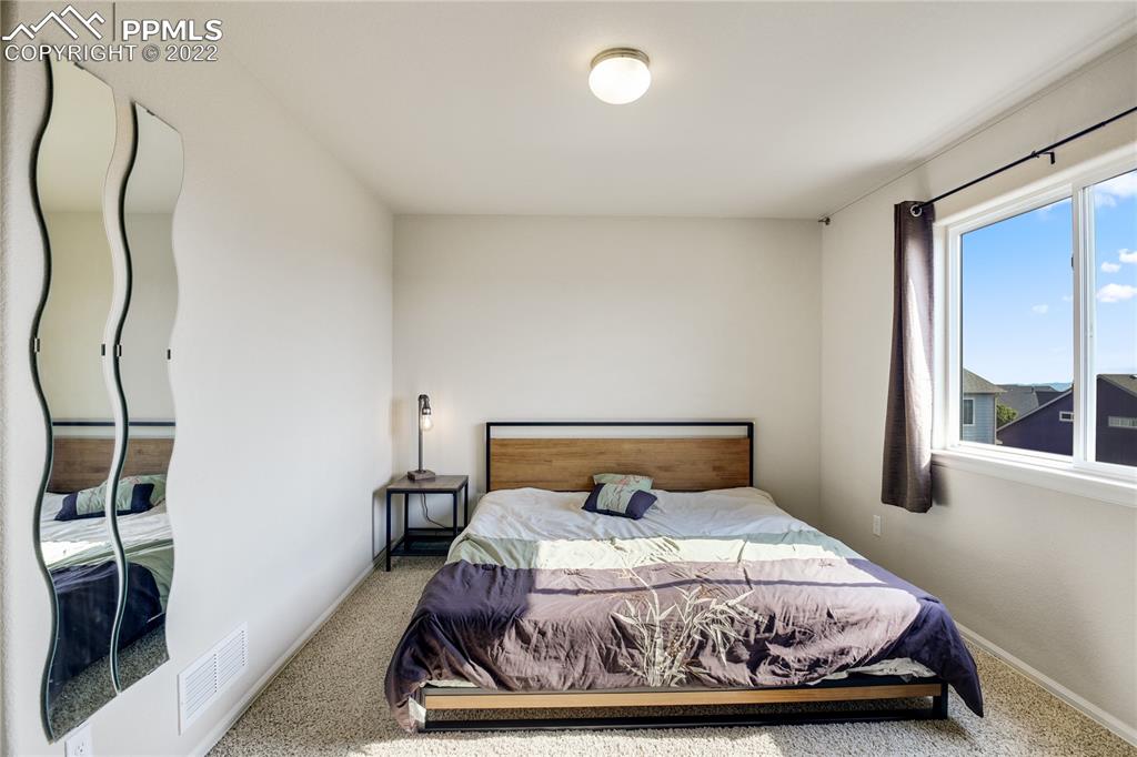 6446 Dancing Moon Way Colorado Springs, CO 80911 - Photo 22 of 42 a bedroom with a bed and wooden floor