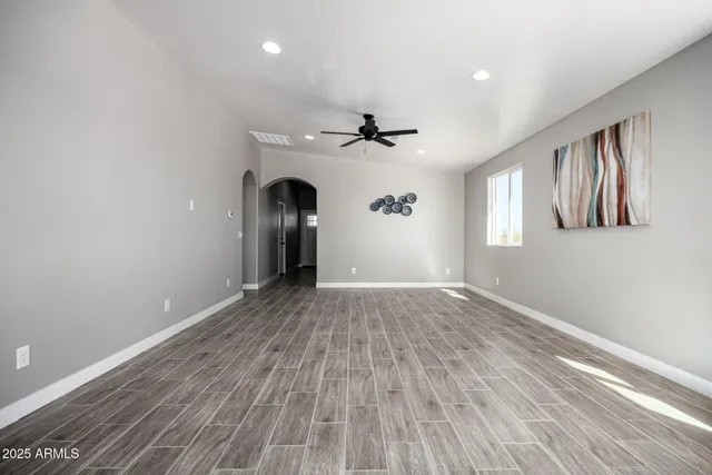 a view of an empty walk in closet