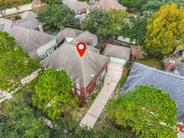 an aerial view of a house