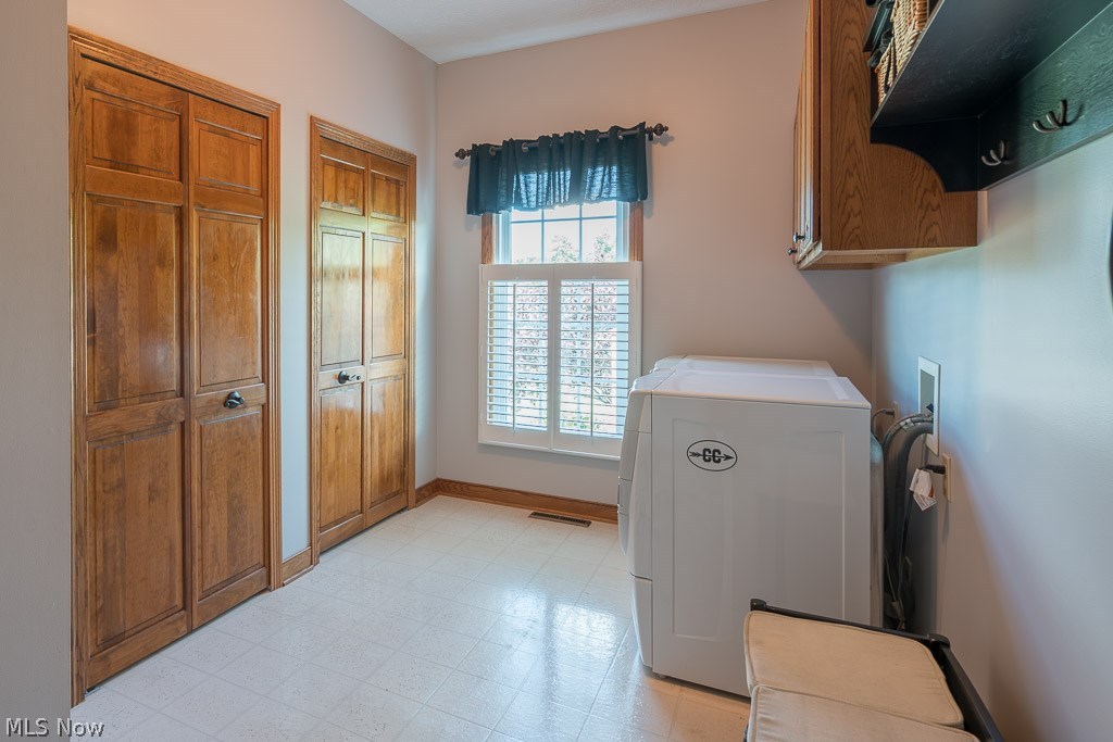 7474 North Marblehead Road Hudson, OH 44236 - Photo 17 of 34 Convenient and Spacious First Floor Laundry room with lots of storage and pretty plantation shutters. Entry into the laundry room is from the side entry three car garage.