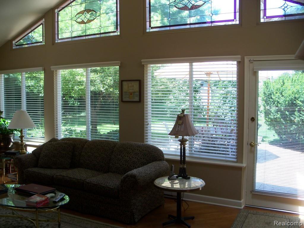 Family Room with Leaded Glass Windows