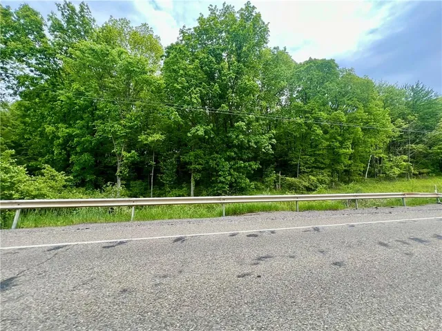 a view of field and trees in the background