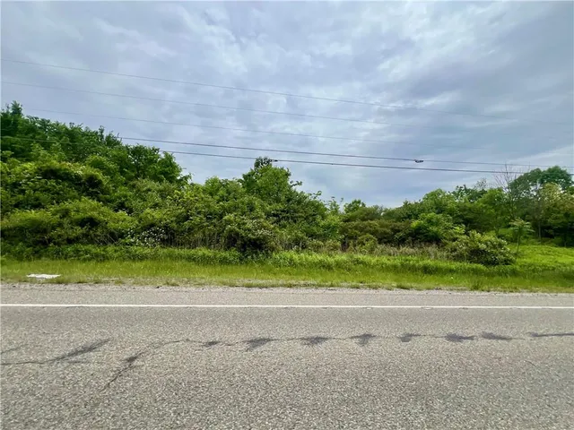 a view of a garden with a building in the background