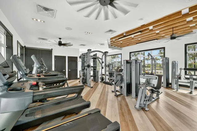 a view of a room with gym equipment