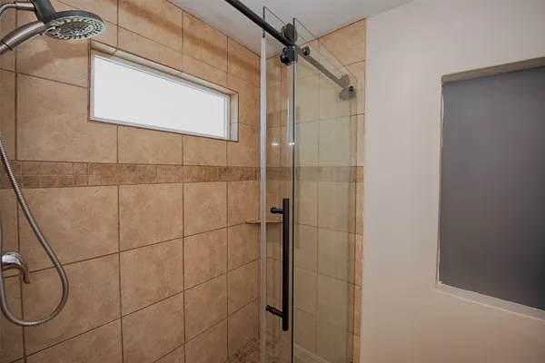 a bathroom with a shower