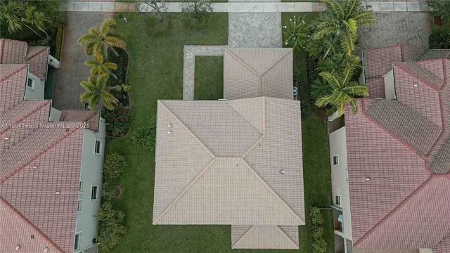 an aerial view of a house