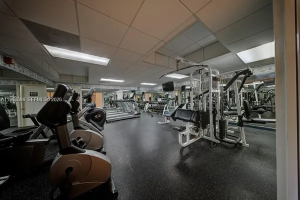 a view of a room with gym equipment