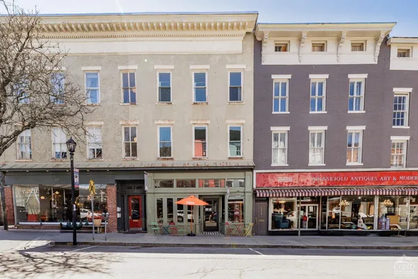 a view of an entrance of the building