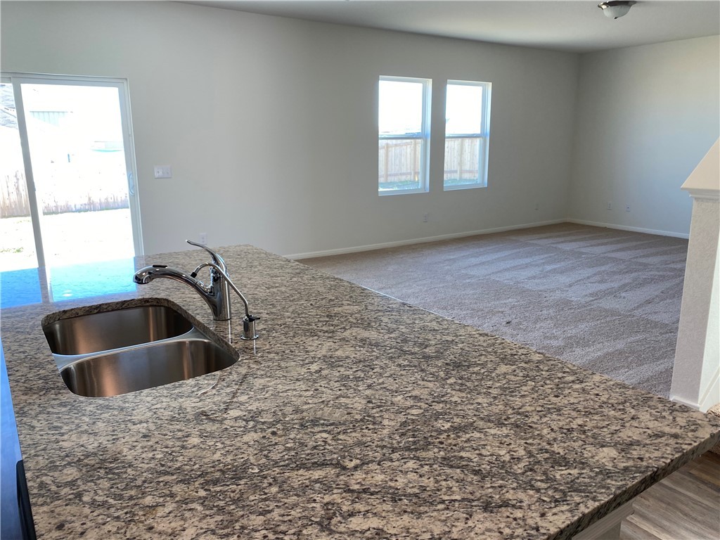 12901 Robert Lafollette Road Manor, TX 78653 - Photo 16 of 29 a kitchen with a sink granite counter tops and a window