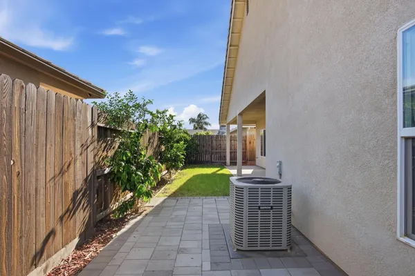 a view of a porch with a yard