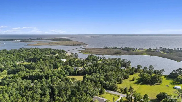 a view of a lake with a city