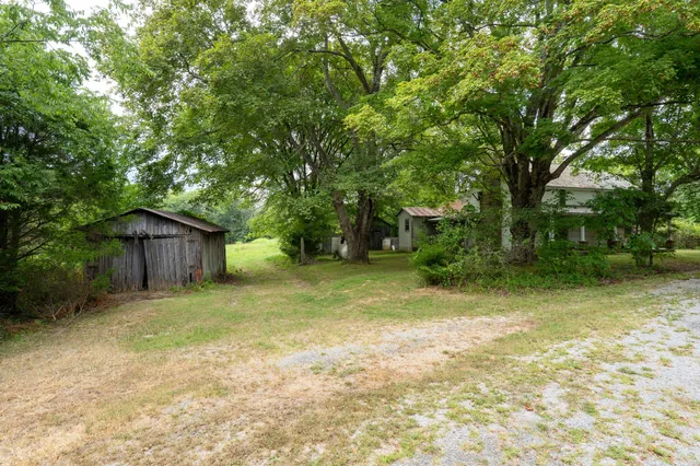 a view of backyard with green space