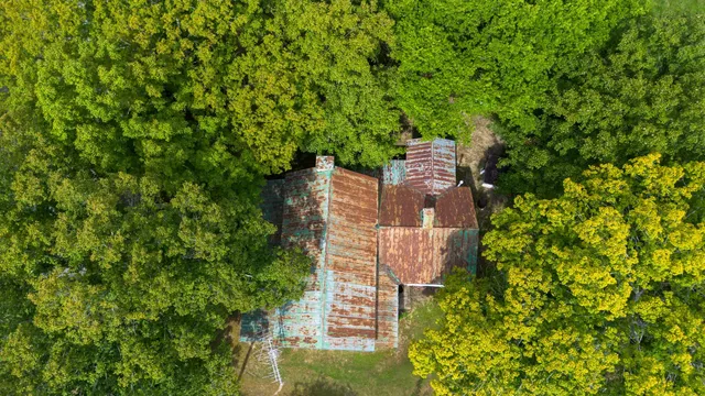 a backyard of a house with lots of green space